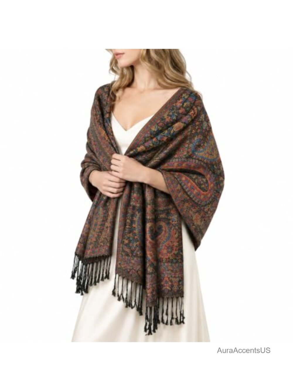 Paisley Jacquard Pashmina Shawl Tassel Wrap Hijab Scarf Polyester